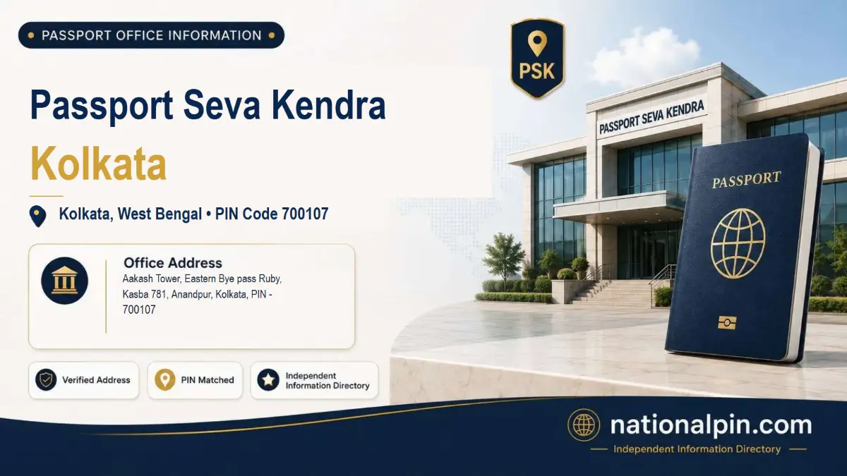 Passport Seva Kendra Kolkata, Kolkata, West Bengal, PIN Code 700107