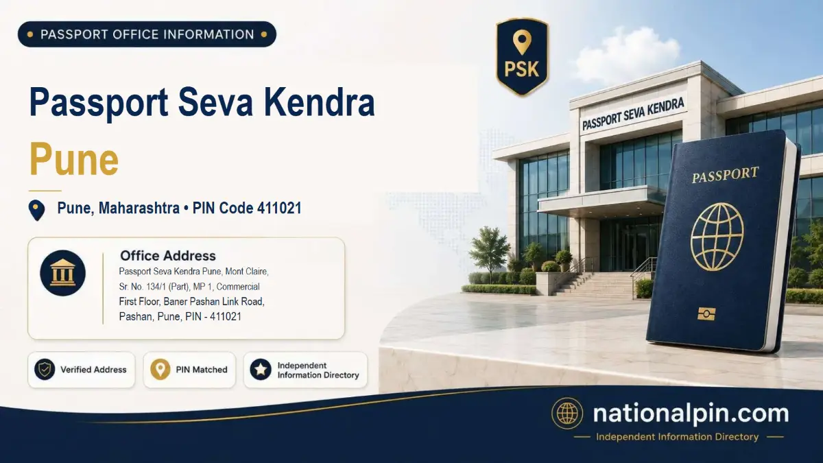 Passport Seva Kendra Pune, Pune, Maharashtra, PIN Code 411021