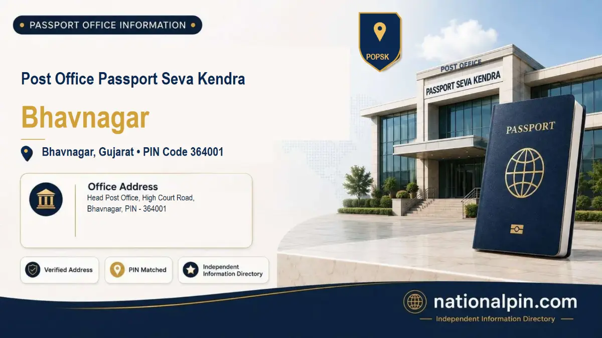 Post Office Passport Seva Kendra Bhavnagar, Bhavnagar, Gujarat, PIN Code 364001