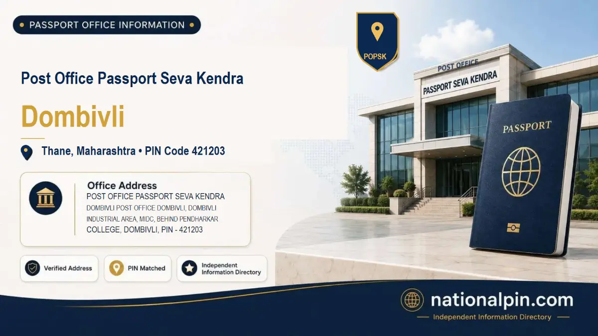 Post Office Passport Seva Kendra Dombivli, Thane, Maharashtra, PIN Code 421203