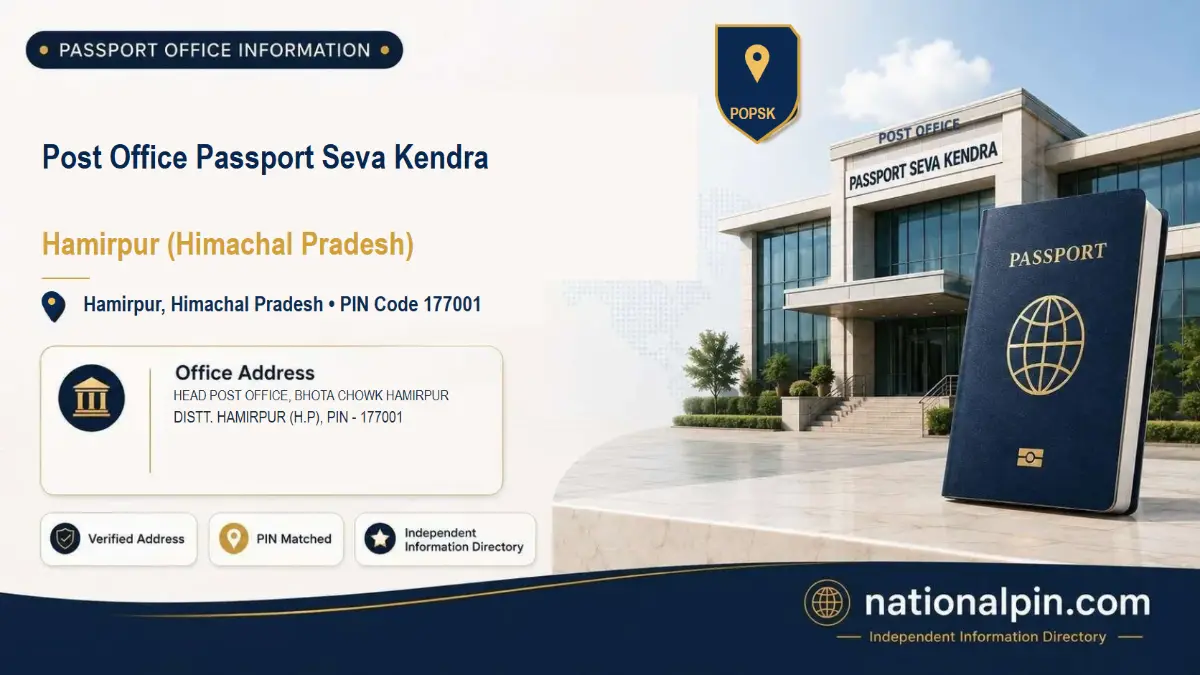 Post Office Passport Seva Kendra Hamirpur (Himachal Pradesh), Hamirpur, Himachal Pradesh, PIN Code 177001