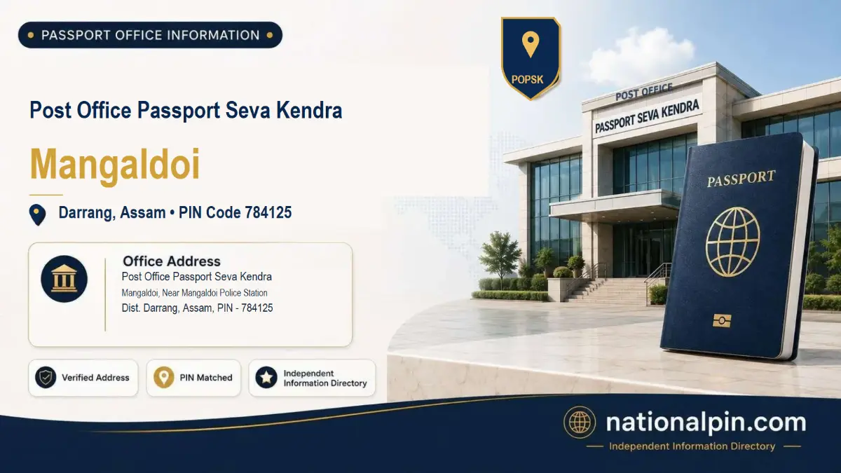 Post Office Passport Seva Kendra Mangaldoi, Darrang, Assam, PIN Code 784125