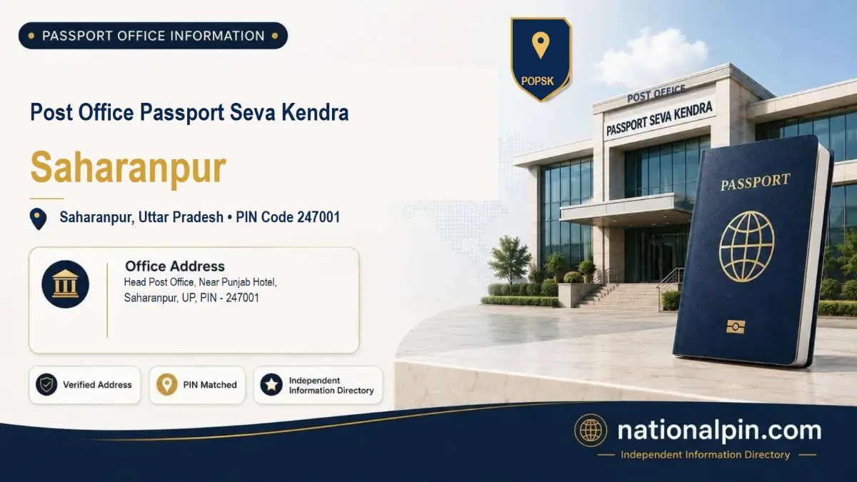 Post Office Passport Seva Kendra Saharanpur, Saharanpur, Uttar Pradesh, PIN Code 247001