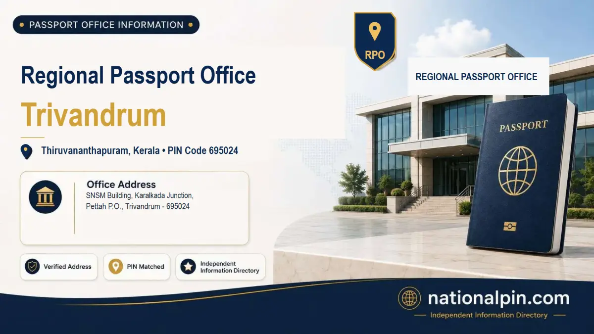 Regional Passport Office Trivandrum, Thiruvananthapuram, Kerala, PIN Code 695024