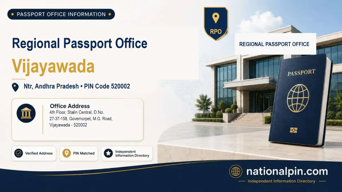 Regional Passport Office Vijayawada, Ntr, Andhra Pradesh, PIN Code 520002